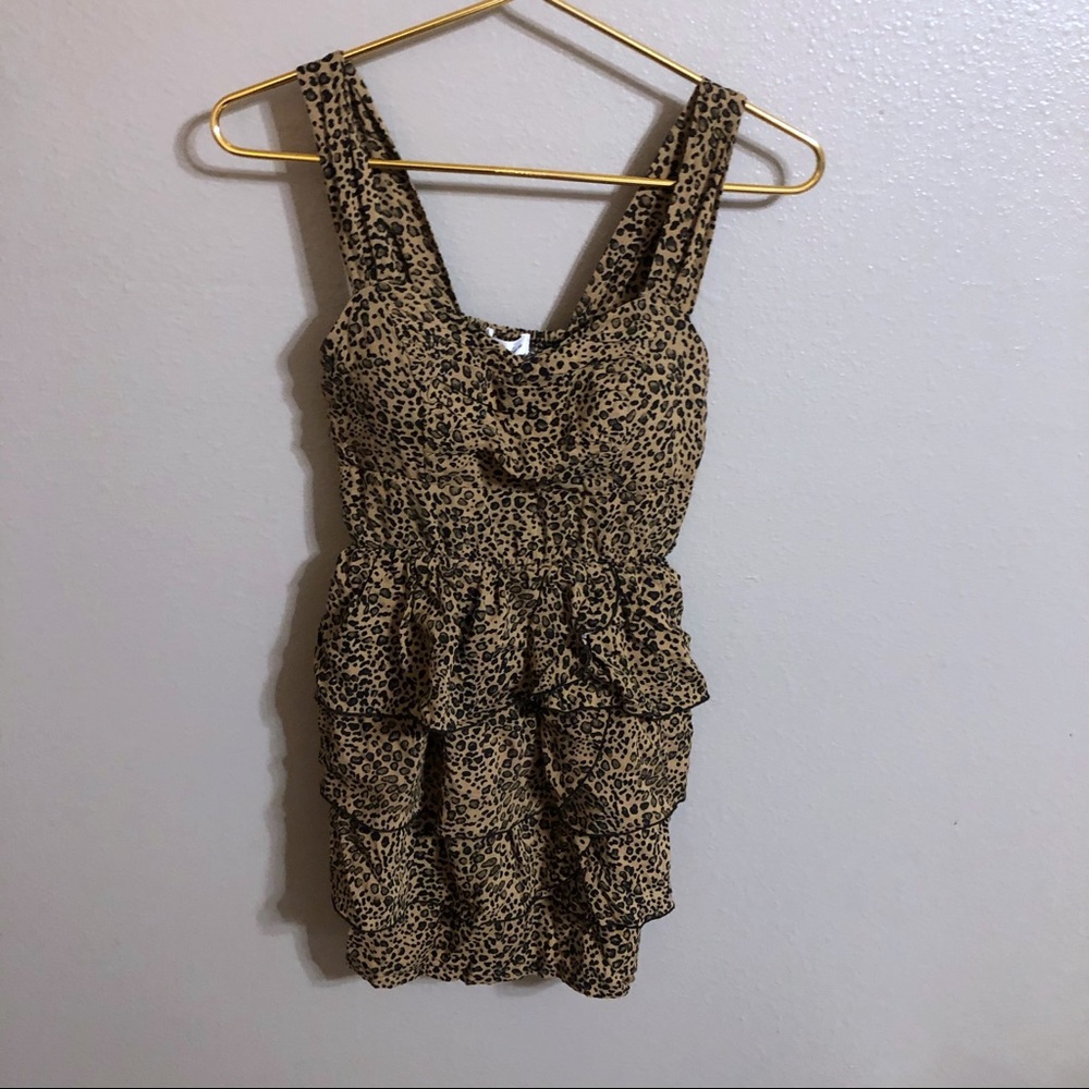 Cheetah Print Ruffle Mini Dress - Picture 3 of 6